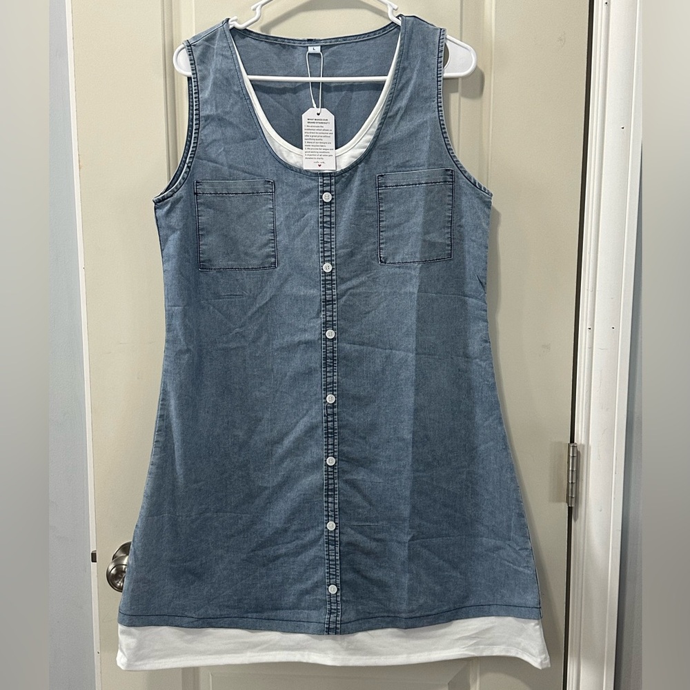 Denim Sleeveless Dress Size Large